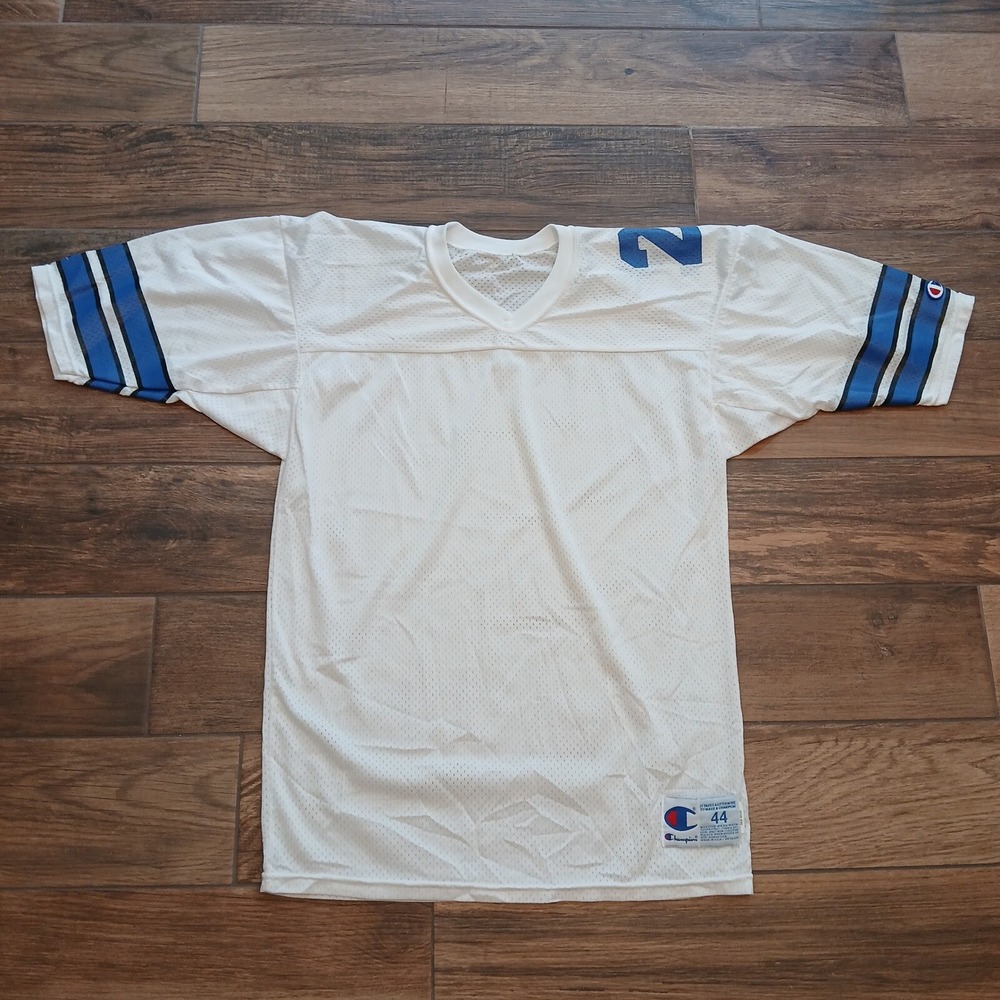 Vintage Dallas Cowboys Jersey Mens 44 White NFL Champion Nylon Mesh Blank‎